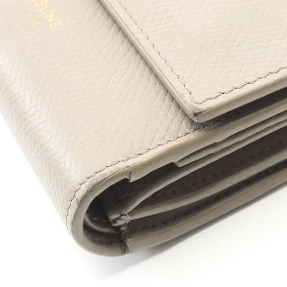 Celine Trifold Wallet Small Trifold Wallet Gray Beige Leather - Picture 8 of 11